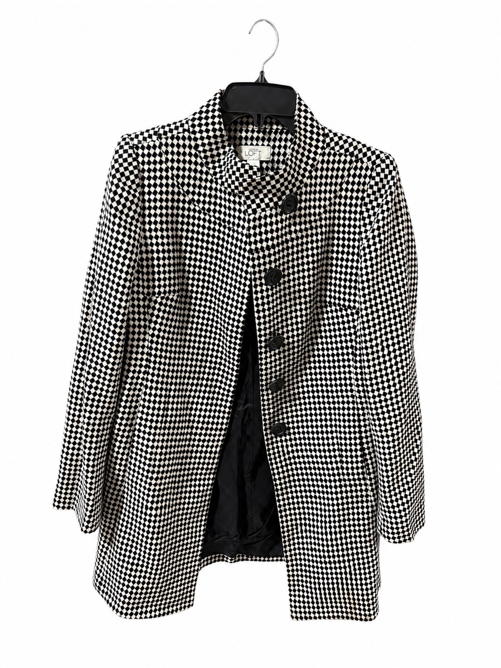 Ann Taylor LOFT Black & White Geometric Print Coat Size XS - Picture 2 of 4